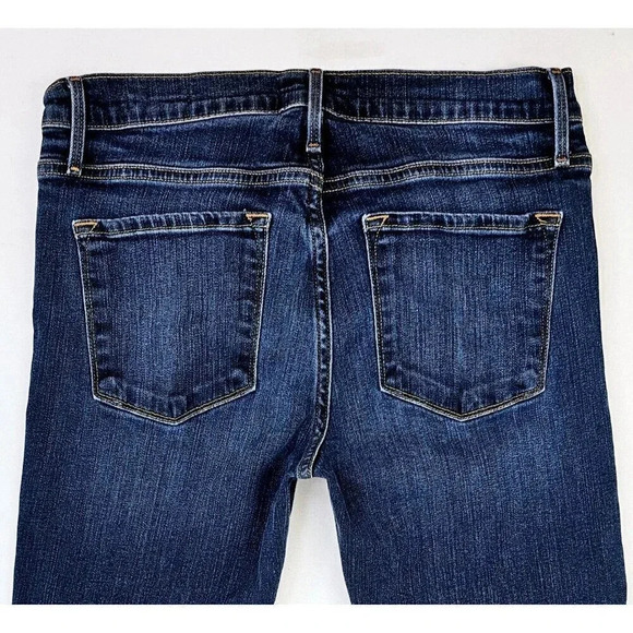 Frame Size 28X29 Women's Le Skinny De Jeanne Blue Denim Embroidered Logo Jeans - Picture 10 of 13